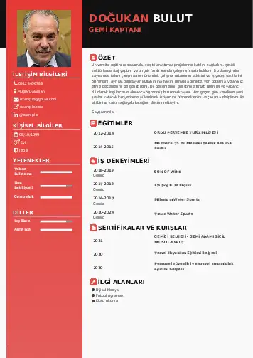 Gemi Kaptanı CV Örnekleri cv indir
